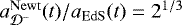 $a_{{\cal D}^-}^{\mathrm{Newt}}(t)/a_{\mathrm{EdS}}(t) = 2^{1/3}$