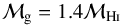 \begin{equation} \mathcal{M}_{\rm g}=1.4\mathcal{M}_{\rm H{\textsc i}} \end{equation}