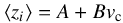 \begin{equation} \label{linear} \left<z_i\right>=A+Bv_{\rm c} \end{equation}