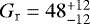 $G_\mathrm{r} = 48^{+12}_{-12}$