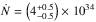 \hbox{$\dot{N} = \left(4^{+0.5}_{-0.5}\right) \times 10^{34}$}