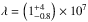 \hbox{$\lambda = \left(1^{+4}_{-0.8}\right) \times 10^7$}