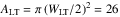 \hbox{$A_{\rm LT} = \pi \left( W_{\rm LT}/2 \right)^{2} = 26$}