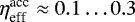$\eta^{\text{acc}}_{\text{eff}} \approx 0.1\dots0.3$
