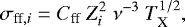 \begin{equation*}\sigma_{\text{ff},i} = C_{\text{ff}}~Z_i^2~\nu^{-3}~T_{\text{X}}^{1/2}, \end{equation*}
