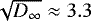 $\sqrt{D_{\infty}} \approx 3.3$