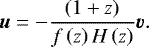 \begin{equation*} \vec{u} = -\frac{\left(1+z\right)}{f\left(z\right)H\left(z\right)}\vec{v}.\end{equation*}