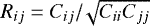 $R_{ij}=C_{ij}/\!\sqrt{C_{ii}C_{jj}}$