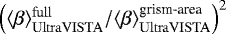 $\left(\langle\beta\rangle_{\mathrm{UltraVISTA}}^{\mathrm{full}}/\langle\beta\rangle_{\mathrm{UltraVISTA}}^{\textrm{grism-area}}\right)^2$