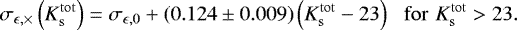 $ \sigma_{\epsilon,\times}\left(K_{\mathrm{s}}^{\mathrm{tot}}\right) =\sigma_{\epsilon,0} &#x002B;\left(0.124\pm 0.009\right) \left(K_{\mathrm{s}}^{\mathrm{tot}}-23\right) \,\,\,\, \mathrm{for}\,\, K_{\mathrm{s}}^{\mathrm{tot}}>23. $