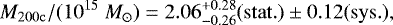 $M_{\mathrm{200c}}/(10^{15} ~{M}_{\odot}) =2.06^{&#x002B;0.28}_{-0.26}(\mathrm{stat.})\pm 0.12 (\mathrm{sys.}), $