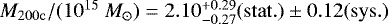 $M_{\mathrm{200c}}/(10^{15} ~{M}_{\odot}) =2.10^{&#x002B;0.29}_{-0.27}(\mathrm{stat.})\pm 0.12 (\mathrm{sys.})$