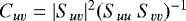 ${C}_{uv} = \lvert{S_{uv}}\rvert^2 (S_{uu}\ S_{vv})^{-1}$