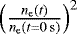 $\left(\frac{n_{\textrm{e}}(t)}{n_{\textrm{e}}(t=0\,\mathrm{s})}\right)^2$