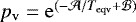 $p_\mathrm{v}=\mathrm{e}^{(\mathcal{-A}/T_\mathrm{eqv}+\mathcal{B})}$