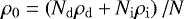 $\rho_0=\left(N_\mathrm{d}\rho_\mathrm{d}+N_\mathrm{i}\rho_\mathrm{i}\right)/N$