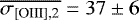 $\overline{\sigma_{\textrm{[OIII],2}}}=37 \pm 6$