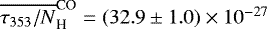 $\overline{\tau_{353}/N}_{\textrm{H}}^{\textrm{CO}} = (32.9 \pm 1.0) \times 10^{-27}$