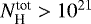 $N_{\textrm{H}}^{\textrm{tot}} > 10^{21}$
