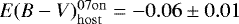 $E(B-V)_{\mathrm{host}}^{\mathrm{07on}} = -0.06\pm0.01$