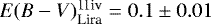 $E(B-V)_{\textrm{Lira}}^{\textrm{11iv}} = 0.1\pm0.01$