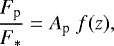 $ \frac{F_{\textrm{p}}}{F_&#x002A;} = A_{\textrm{p}} \; f(z),$