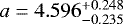 $a=4.596^{+0.248}_{-0.235}\vspace&#x002A;{0.5pt}$