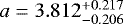 $a=3.812^{+0.217}_{-0.206}\vspace&#x002A;{0.5pt}$