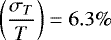 $\left(\dfrac{\sigma_T}{T}\right)=6.3\%$