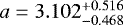$a=3.102^{+0.516}_{-0.468}\vspace&#x002A;{0.5pt}$