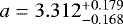 $a=3.312^{+0.179}_{-0.168}$