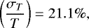 $\left(\dfrac{\sigma_T}{T}\right)=21.1\%,$