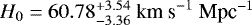 $H_0=60.78^{+3.54}_{-3.36}\ \text{km\ s}^{-1}\ \text{Mpc}^{-1}$