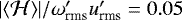 $\mathcal{\left|\left<H \right>\right|}/\omega&#x0027;_{\textrm{rms}} u&#x0027;_{\textrm{rms}}=0.05$