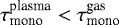 $\tau_{\textrm{mono}}^{\textrm{plasma}}<\tau_{\textrm{mono}}^{\textrm{gas}}$