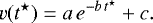 $v(t^{\star}) = a\,e^{-b\,t^{\star}} &#x002B; c . $