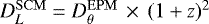 $D_L^{\mathrm{SCM}} = D_{\theta}^{\mathrm{EPM}} \, \times \, (1&#x002B;z)^2$