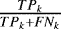 $\frac{TP_k}{TP_k &#x002B; FN_k}$