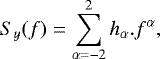 Mathematical equation: $ S_{y}(f)=\sum_{\alpha=-2}^2 h_{\alpha}.f^{\alpha}, $