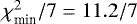 $\chi^2_{\textrm{min}}/7 = 11.2/7$