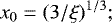 \begin{equation*}x_0 = (3/\xi)^{1/3}; \end{equation*}