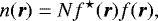 \begin{equation*}n(\vec r) = N f^{\star} (\vec r) f(\vec r), \end{equation*}