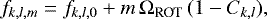 $ f_{k,l,m} = f_{k,l,0} &#x002B; m \, \mathrm{\Omega}_{\textrm{ROT}} \, (1 - C_{k,l}) ,$