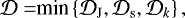 $ \mathcal{D}=&\textrm{min}\left\{{\mathcal{D}_{\mathrm{J}}},{\mathcal{D}_{\mathrm{s}}},{\mathcal{D}_{k}}\right\}, $