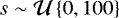 $s\sim \mathcal{U}\left\{0,100\right\}$