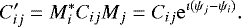 $C^{\prime}_{ij} = M^&#x002A;_i C_{ij} M_j = C_{ij} \mathrm{e}^{\imath{(\psi_j-\psi_i)}}. $