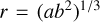 $r=(ab^2)^{1/3}$