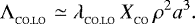 \begin{align}{{\UpLambda}}_{_{\textrm{CO.LO}}}&\simeq&{{\lambda}}_{_{\textrm{CO.LO}}}\,X_{_{\textrm{CO}}}\,\rho^2a^3. \end{align}