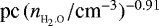 $\textrm{pc}\,(n_{_{\textrm{H}_2.\textrm{O}}}/{\textrm{cm}^{-3}})^{-0.91}$