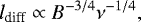 $l_{\textrm{diff}} \propto B^{-3/4} \nu^{-1/4}, $